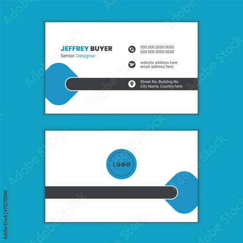 Modern double sided minimalist corporate business card design template with editable content.