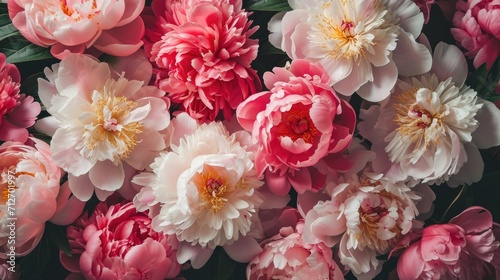 blooming peonies  forming a lush and romantic floral background generative ai
