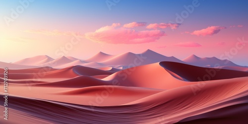 A desert landscape with sand dunes and mountains in the background © Friedbert