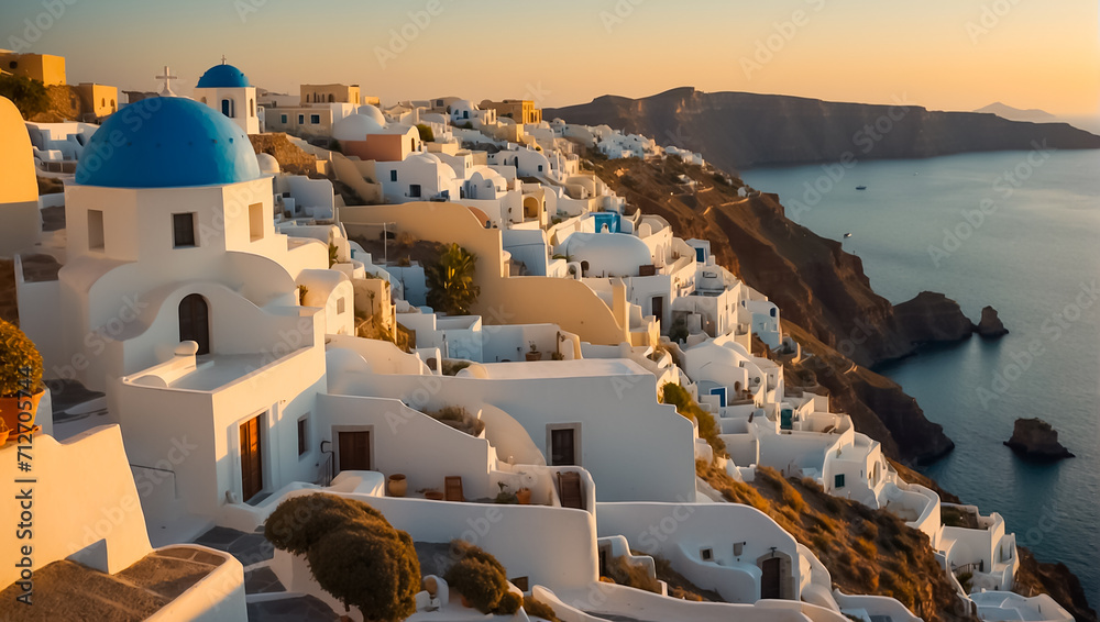 Beautiful Oia town in Greece background Santorini