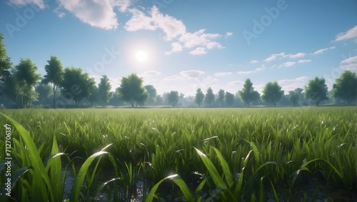 a realistic picture for me of a clear sky and big grass. generative AI