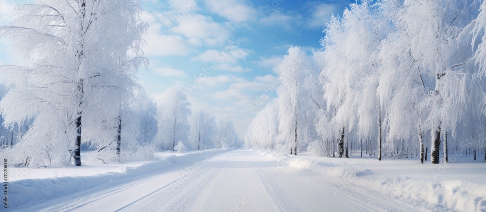 Fairy tale winter road through cleared snow-cleared asphalt. Fairy tale winter road through cleared snow-cleared asphalt.