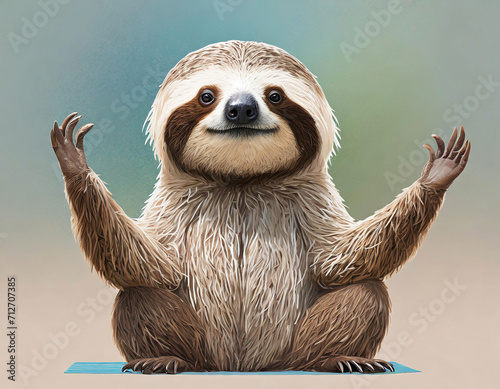 Sloth practicing yoga