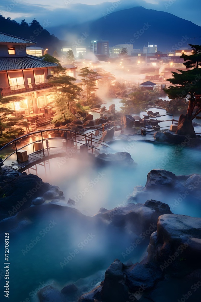 Fototapeta premium outdoor onsen hot springs in japan