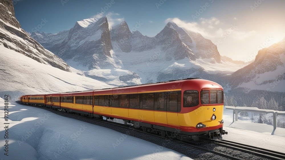 train in the mountains A electric tourist train that slides down the Eiger North Face train in the mountains A electric tourist train that slides down the Eiger North Face