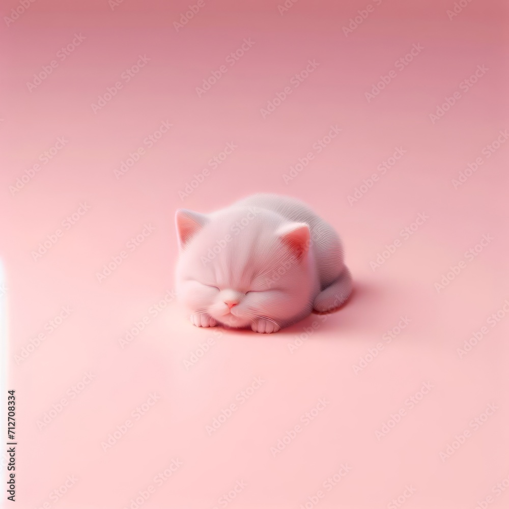 Сute fluffy gray baby British cat toy sleeping on a pastel pink background. Minimal adorable animals concept. Wide screen wallpaper. Web banner with copy space for design. Сute fluffy gray baby British cat toy sleeping on a pastel pink background. Minimal adorable animals concept. Wide screen wallpaper. Web banner with copy space for design.