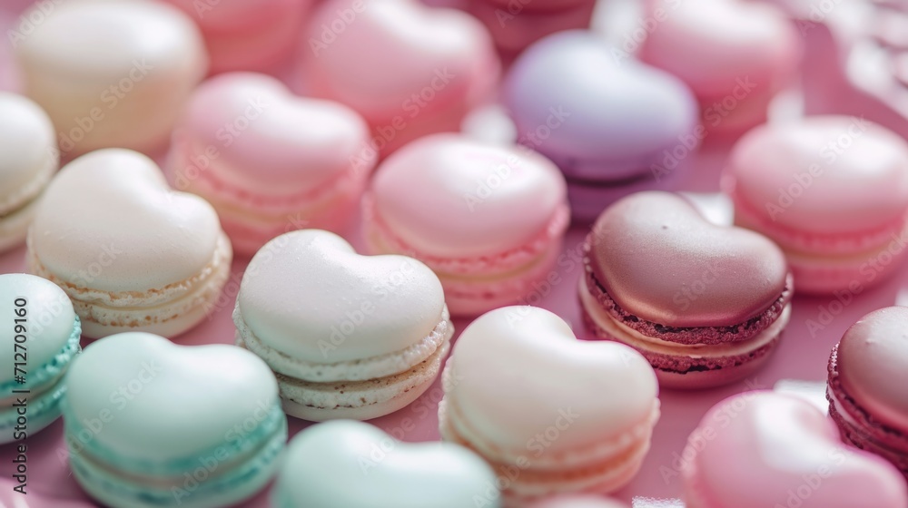heart-shaped macarons with a glossy finish generative ai heart-shaped macarons with a glossy finish generative ai