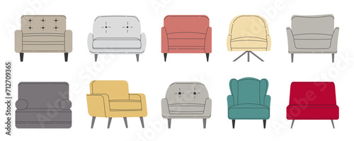 Set of chair. Collection trendy chair in flat style. Vector illustration on white background