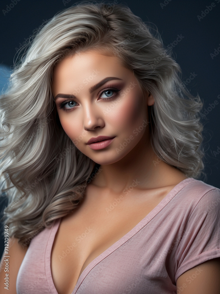 medium shot of an incredibly stunning and astonishing young woman with gray hair and captivating eyes medium shot of an incredibly stunning and astonishing young woman with gray hair and captivating eyes