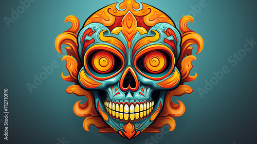 illustration of creepy skull mexican carnival for feast of the dead