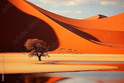 Fascinating travel spot in Africa: Sossusvlei, Namibia, offers surreal, psychedelic landscapes. Generative AI