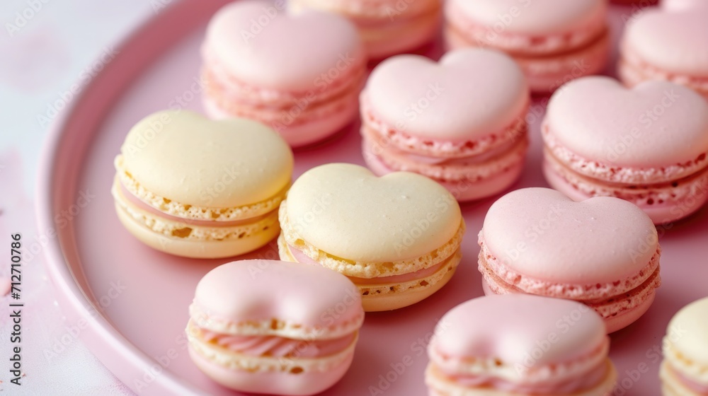 heart-shaped macarons with a glossy finish generative ai heart-shaped macarons with a glossy finish generative ai