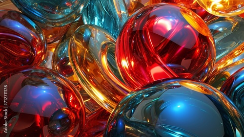 Vibrant Glass 3D Object, abstract wall covering