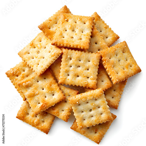 Whole-grain crackers with cheese isolated on white background, detailed, png
