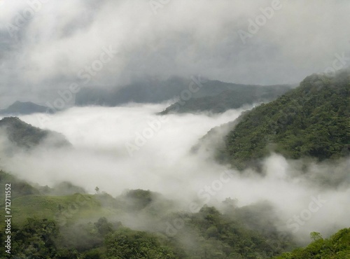 Foggy mountains background