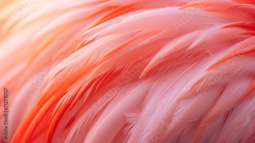 View of the pink flamingo feathers up close