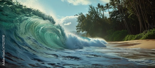 Hawaii's North Shore's wave on the shore.