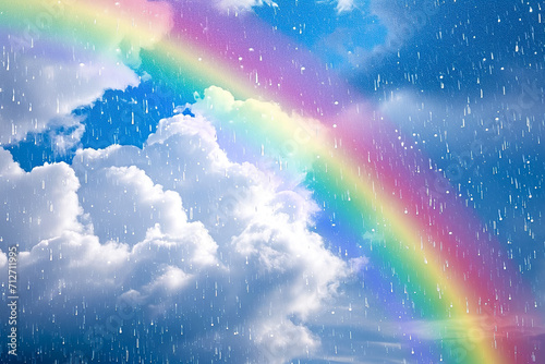 rainbow with clouds and raindrops © Formoney