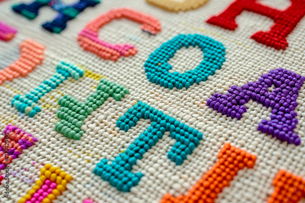 cross-stitch with letters and numbers
