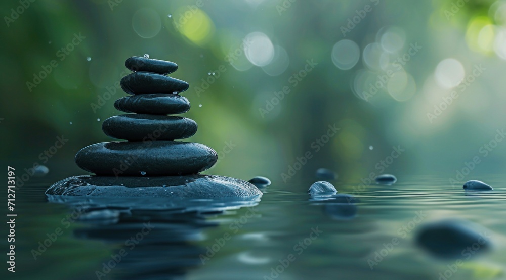 Obraz premium peace and relaxation concept with floating rocks