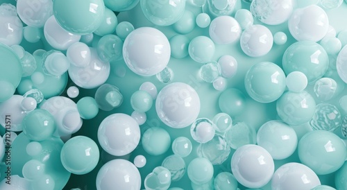 an aerial shot of a background with tons of water balloons in teal and white