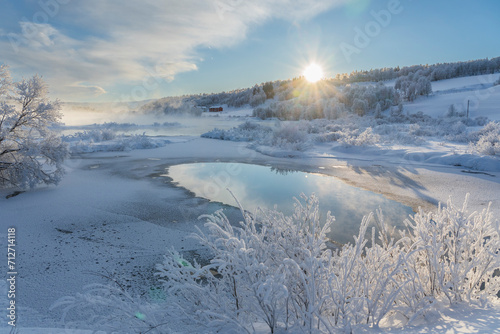 winter landscape with river and snow