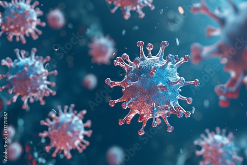 3D illustration of corona virus coronavirus COVID-2019 in microscope © Alizeh
