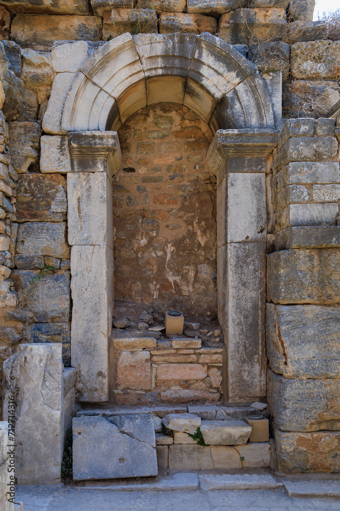 Antique stone arch. Background with selective focus and copy space Antique stone arch. Background with selective focus and copy space