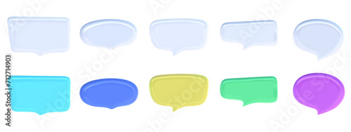 3d speech balloon set for text. Cloud for message talk. Speak dialog box. 3d vector render.
