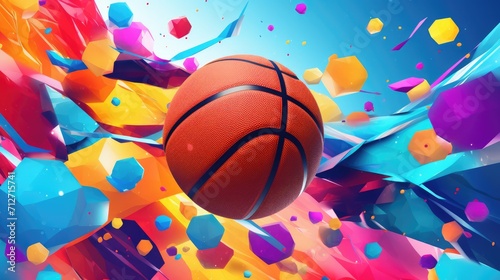 Basketball ball in vibrant colors background