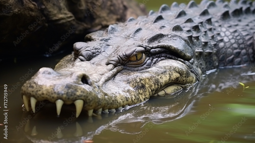 Crocodile animal caressing its baby AI Generated pictures