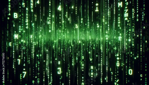 Matrix Code Rain Wallpaper Neon Green Alphanumeric Symbols Flowing Down a Black Background Generated image