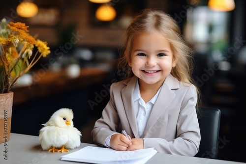 Cute smiling boss in a suit...