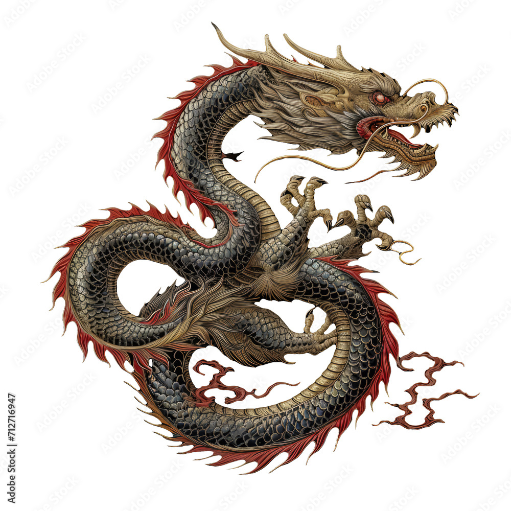 Obraz premium Chinese Style Dragon Illustration on Transparent Background for Commercial Use