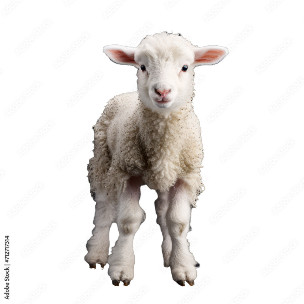 Fototapeta premium Charming Full-Body White Sheep Isolated on Transparent Background - Illustration