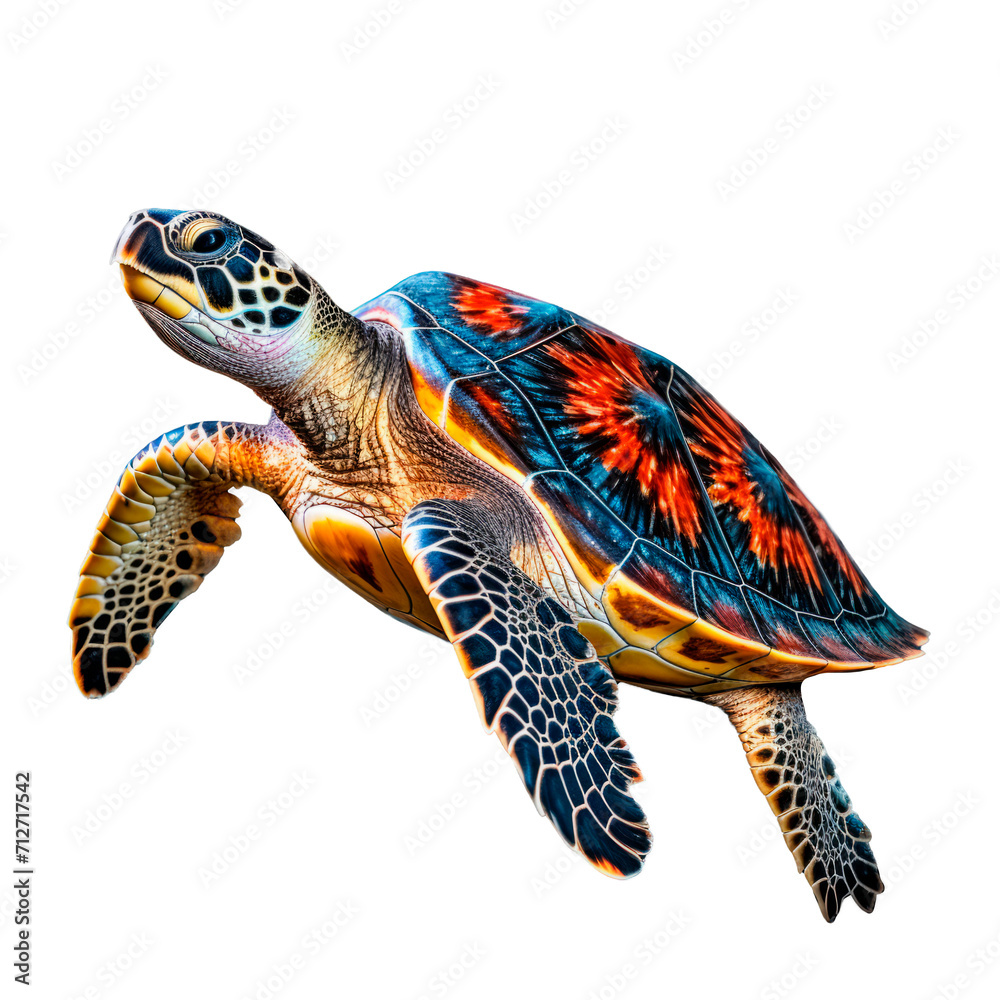 Fototapeta premium Full-Body Sea Turtle Isolated on Transparent Background - High-Resolution Image