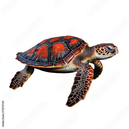 Realistic Full Body Sea Turtle Illustration on Transparent Background - High-Resolution PNG