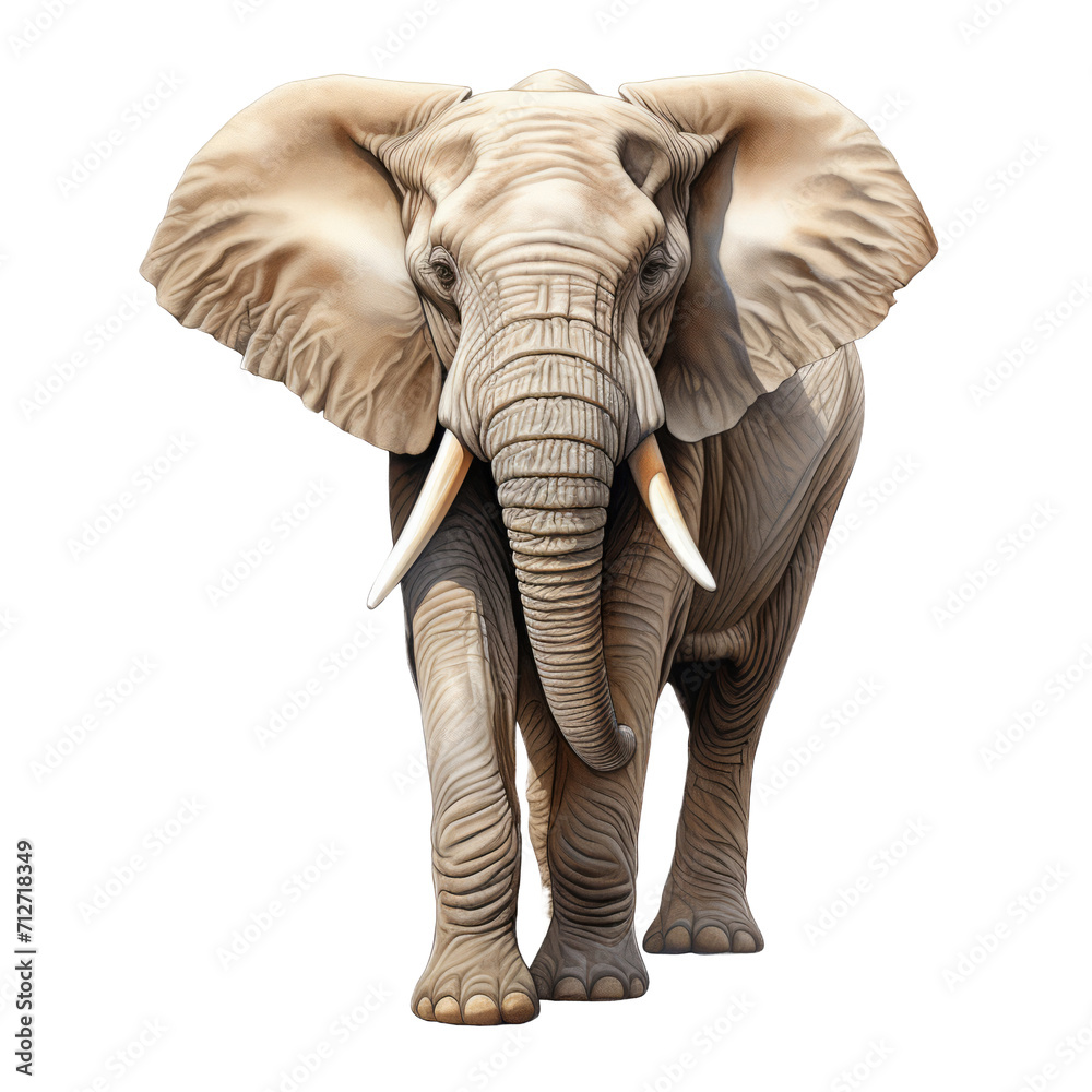 Obraz premium High-Quality Realistic Elephant Illustration on Transparent Background - Royalty-Free PNG