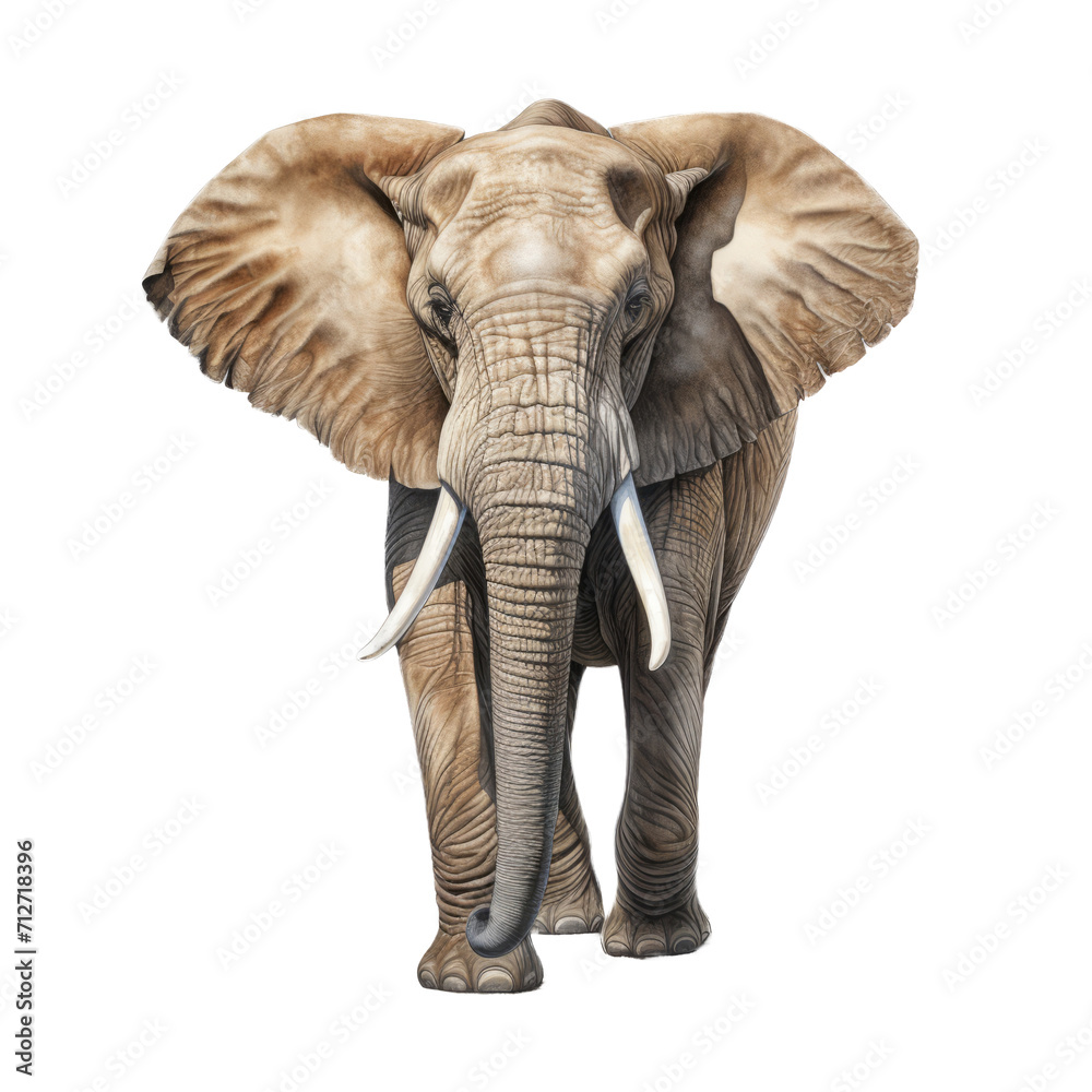 Obraz premium High-Resolution Realistic Elephant Illustration with Transparent Background - Royalty-Free Image