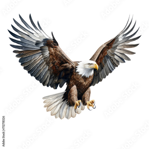 Graceful American Eagle in Flight on Transparent Background - High-Quality Illustration