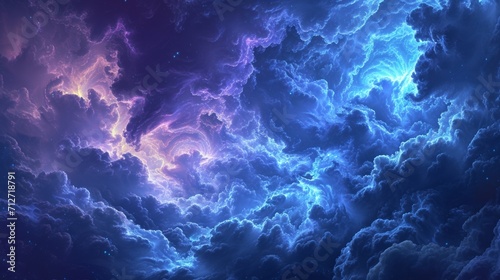 Colorful Sky With Clouds and Stars  A