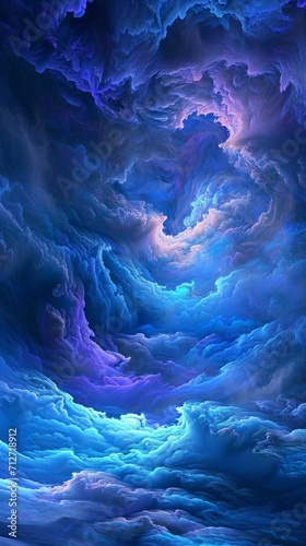 Painting of Blue and Purple Clouds in