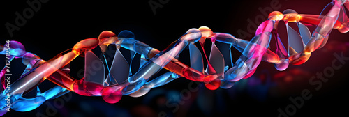 Detailed 3D Illustration of a Multi-coloured DNA Molecule Exhibiting the Double Helix Structure