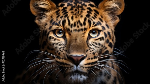 Majestic amur leopard portrait isolated on black background wildlife conservation image photo