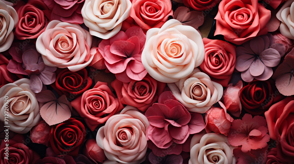 Romantic Pink and red flower rose Background , generate AI