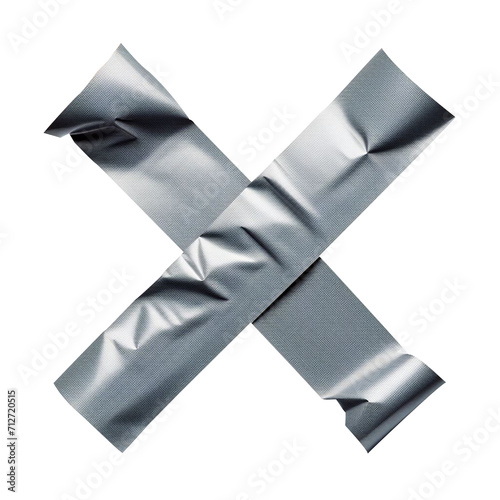 three dimensional grey electrical duct tapes in cross shape realistic