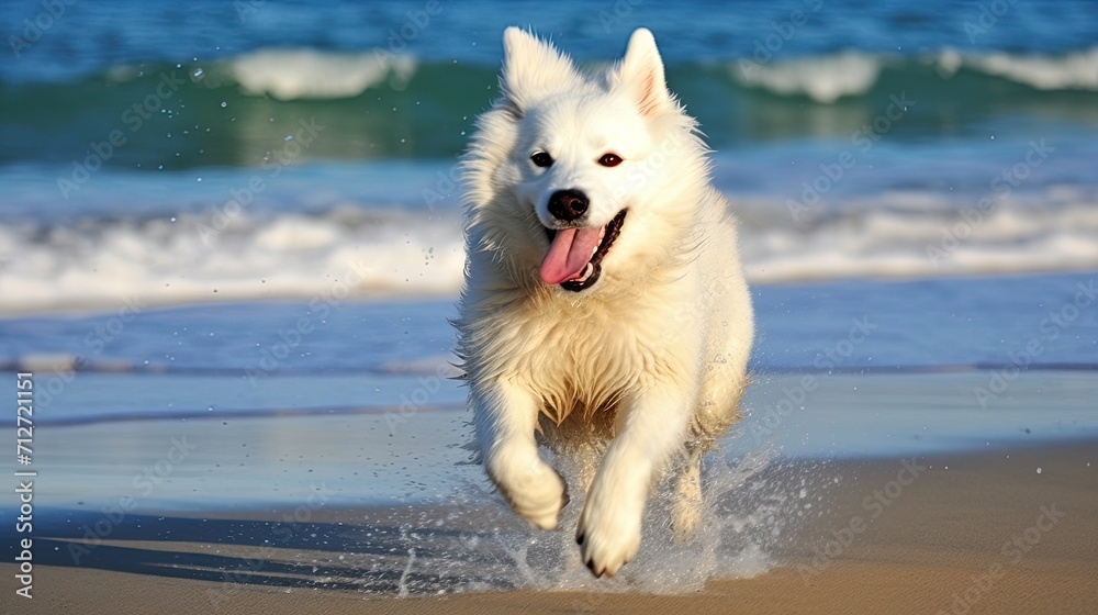 dog playing on the beach dog playing on the beach