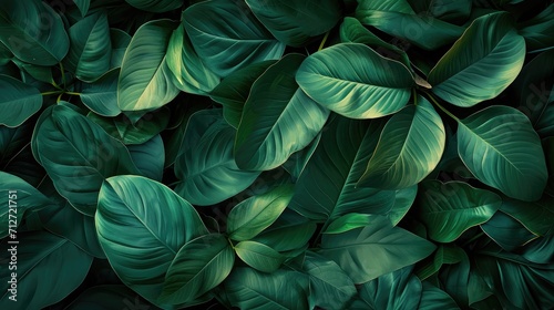 abstract green leaf texture, tropical leaf foliage nature dark green background © buraratn