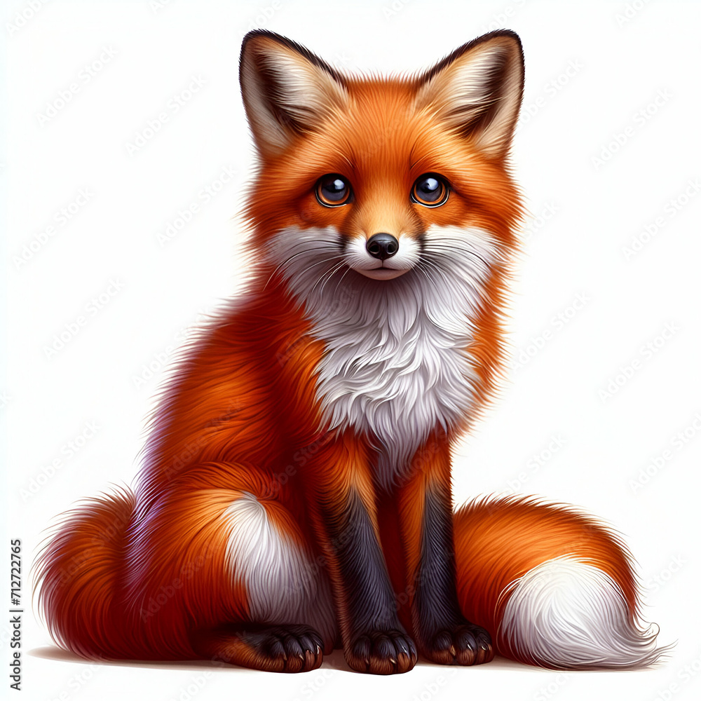 Obraz premium Red fox vulpes, white background isolated 