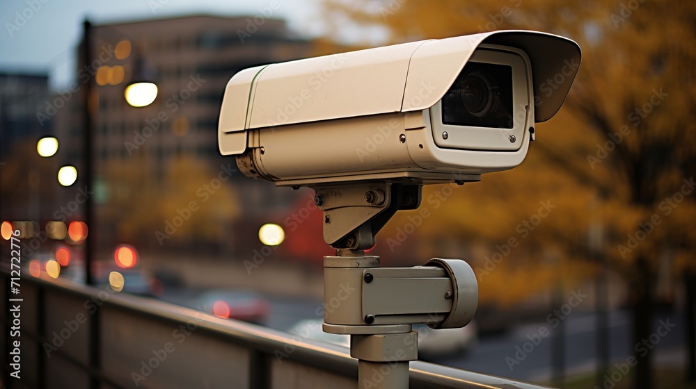 Naklejka premium Highway traffic surveillance camera capturing a vehicle violating the speed limit
